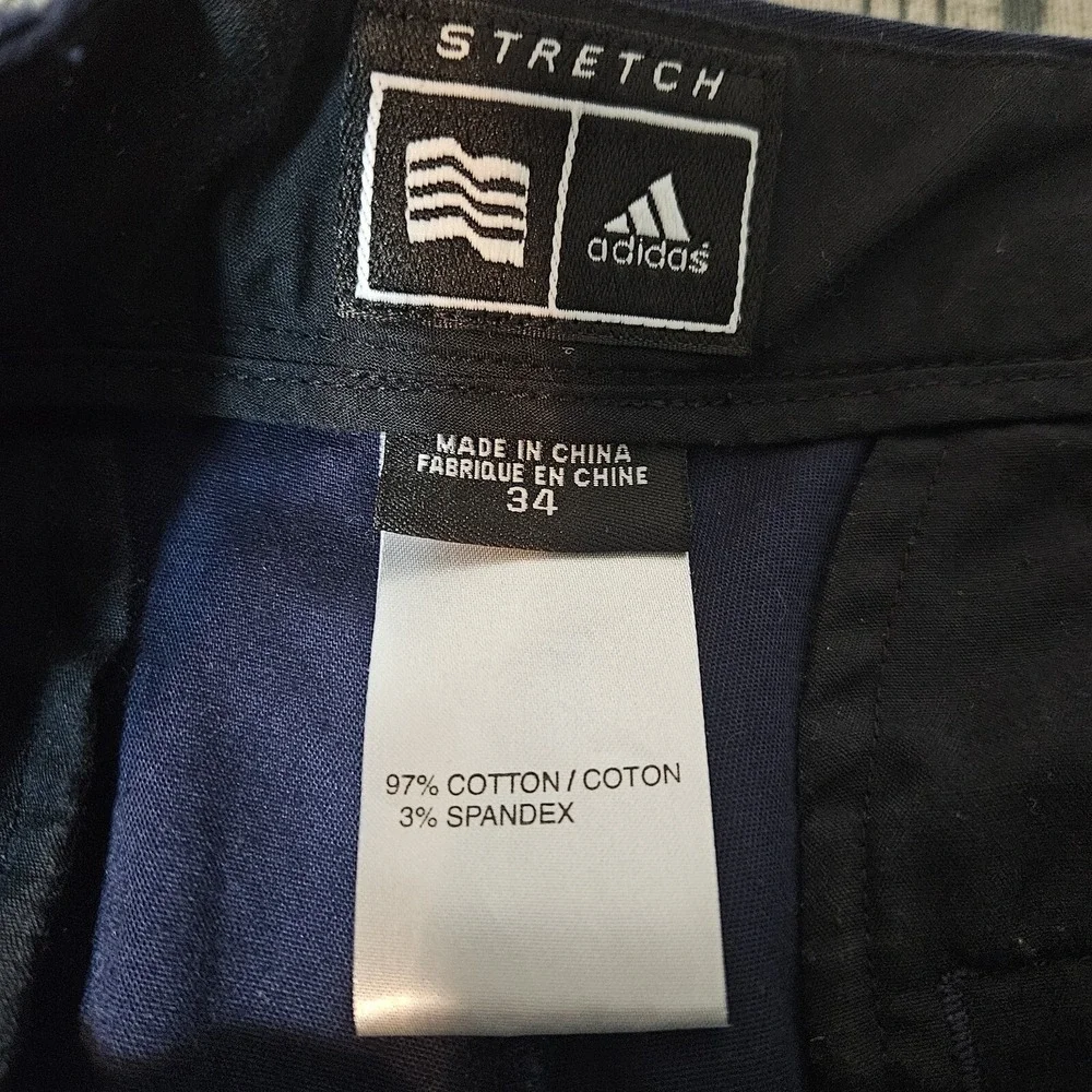 Adidas Golf Shorts Stretch Match  Chinos Mens 34 Navy Play Pleated‎ 9